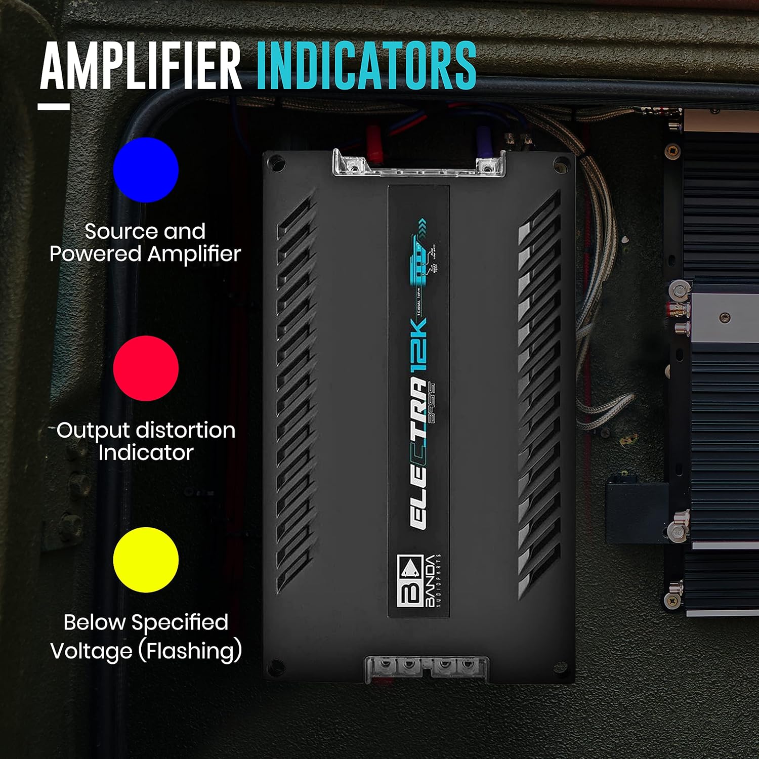 Banda Electra Competition Class High Power Car Audio Bass Amplifier 12000 Watts 1 Ohm Stable (12K1OHM)