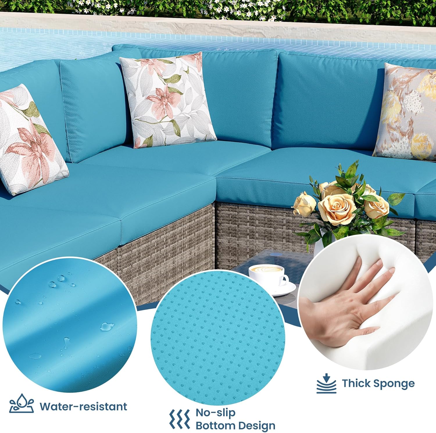 8 Pieces Outdoor Patio Furniture Set with 43