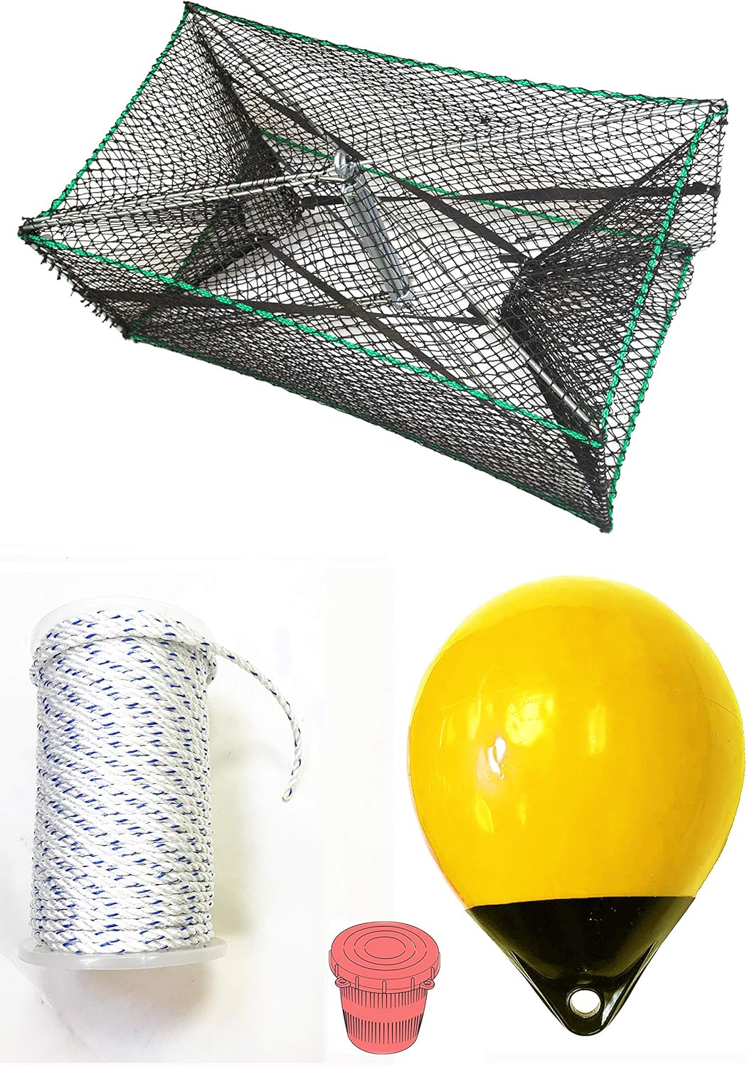 KUFA Sports Galvanized Steel Foldable Prawn Trap with Prawn Trap Accessory Combo (S32+PAS30Y)