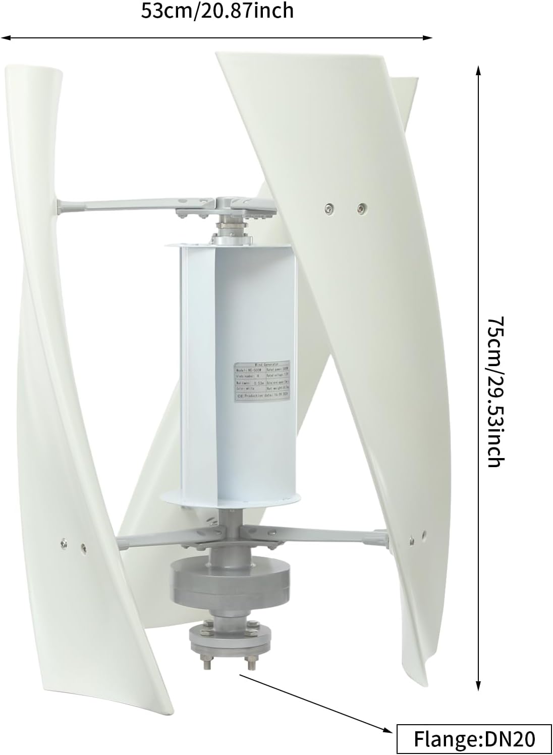 500W Vertical Wind Turbine, Generate Electricity Generator Kit, Winds Alternators with Auxiliary Wind Wheel, for Boats, Gazebos, Cabins, Mobile Homes