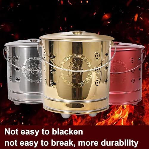 Outdoor Burn Barrel Incinerator - Heavy-Duty Burn Cage for Yard Waste, Leaves, and Wood - Portable Fire Pit with Handle (Red, 26 x 29cm)