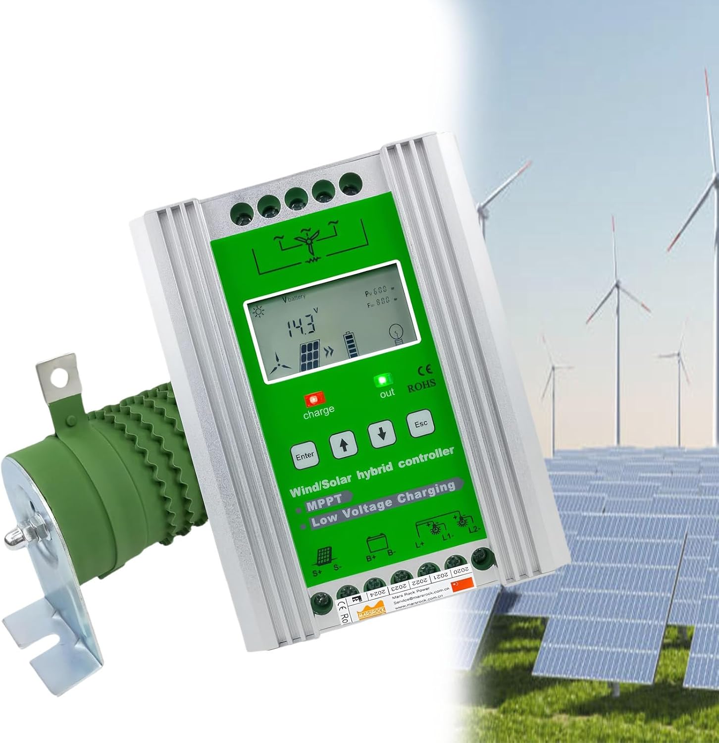 Wind Solar Hybrid Mppt, Charge Controller for Efficient Energy Management, Wind Solar Hybrid Charge Controller, Wind Turbine Generator Kit for Wind Turbines and Solar Panels,12V-400W