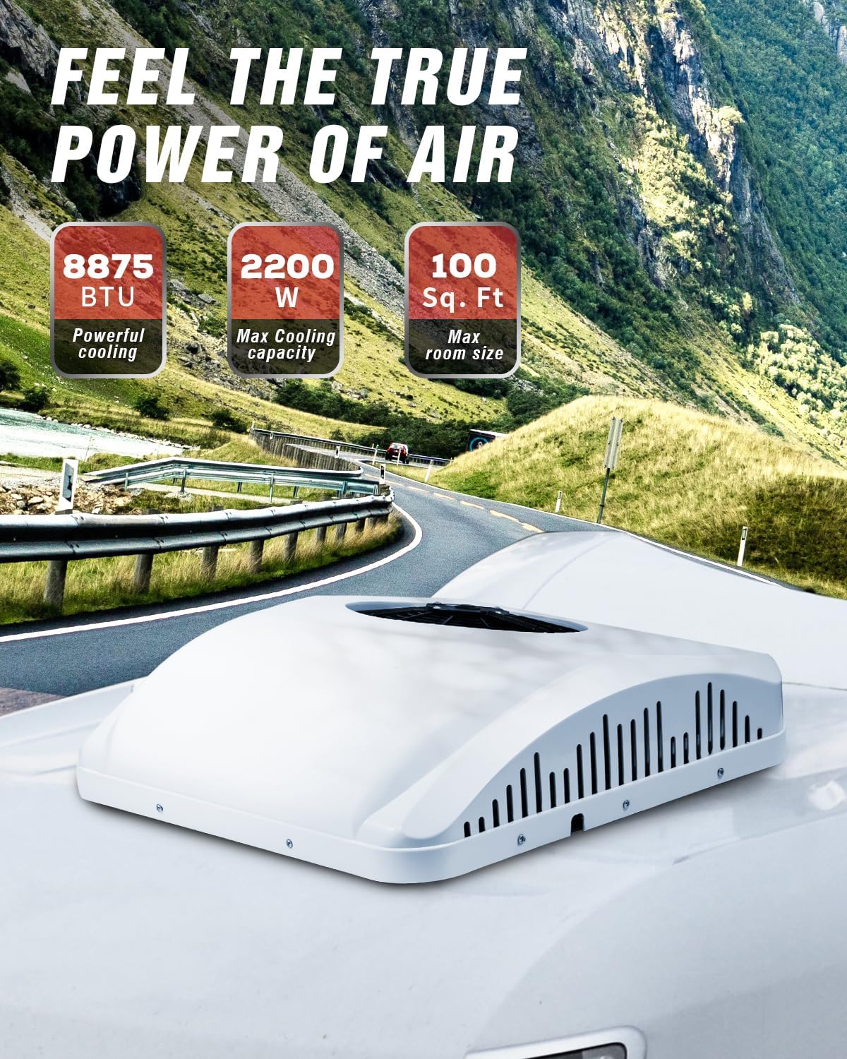 24V DC RV Roof Air Conditioner, 24 Volt Cooling and Heater Systems AC Unit Fits for RVs, Vans, Semi Truck, Cranes,Car Air Conditioner for Room up to 100 Sq. Ft