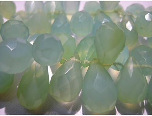 13 inch natural beads strand of 17x11-8x5mm faceted drop aqua chalcedony gemstone briolletes beads for DIY jewelry - necklace, bracelet, earring, ring.