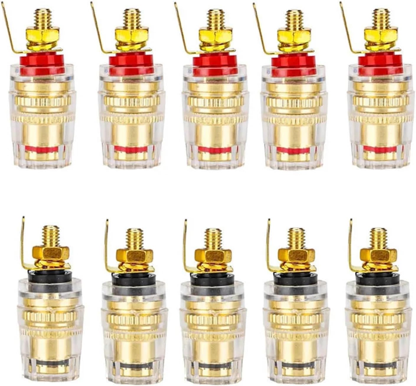 10PCS Banana Socket 4mm Wire Binding Post Copper Power Amplifier Speaker Terminal Crystal Cable Adapter Jack Connector(5 Red 5Black)