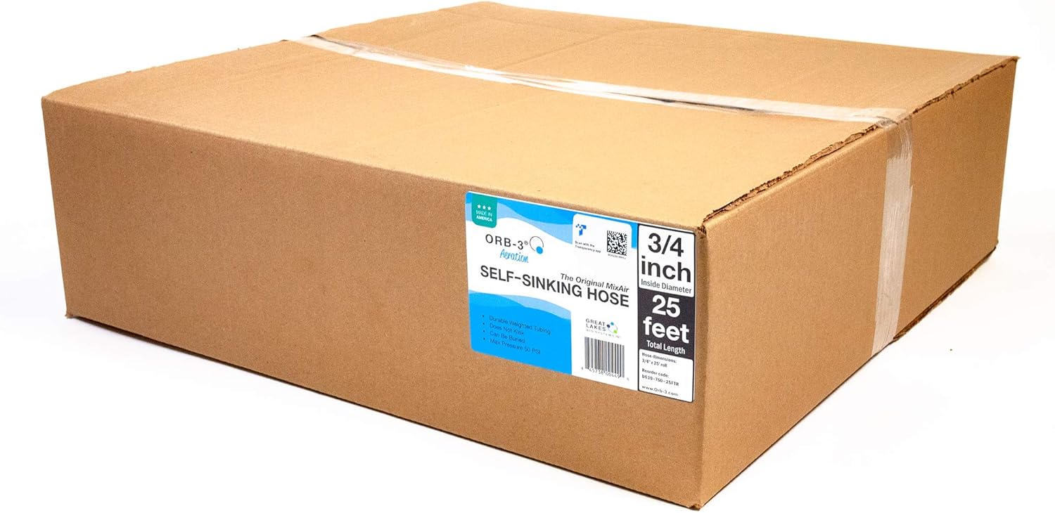 Orb-3 Aeration (MixAirTech) Self-Sinking Hose 3/4-inch ID x 25 feet Length