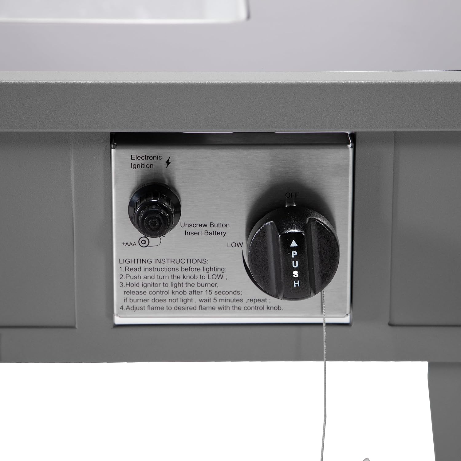 LeisureMod Walbrooke Modern Outdoor Square Fire Pit Table with Powder-Coated Aluminum Frame for Patio and Backyard Garden, Grey