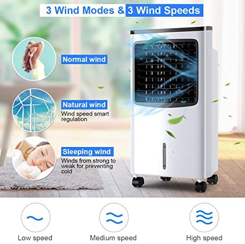 Toolsmepire Portable Air Conditioner Cooler Fan with Remote Control,Evaporative Cooler Air Cooler, 3 Wind Modes,3 Speeds,Air Circulator Humidifier Misting Fan for Home Office Bedroom