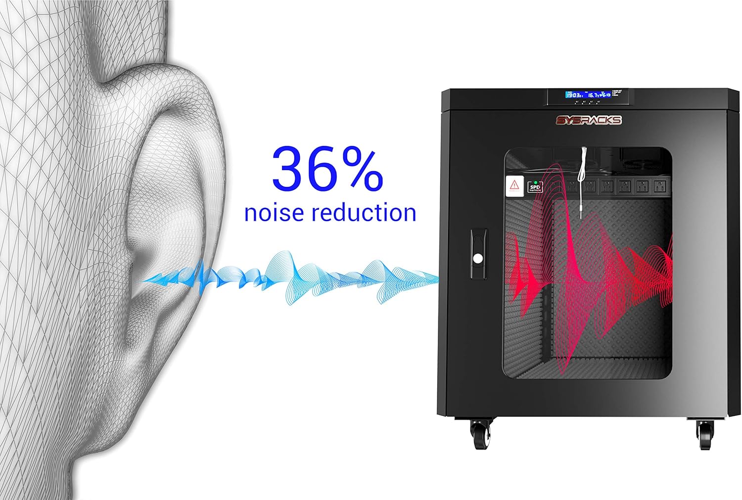 Sysracks Soundproof Server Cabinet – Noise-Reducing Rack Enclosure – Multiple Sizes (12U)