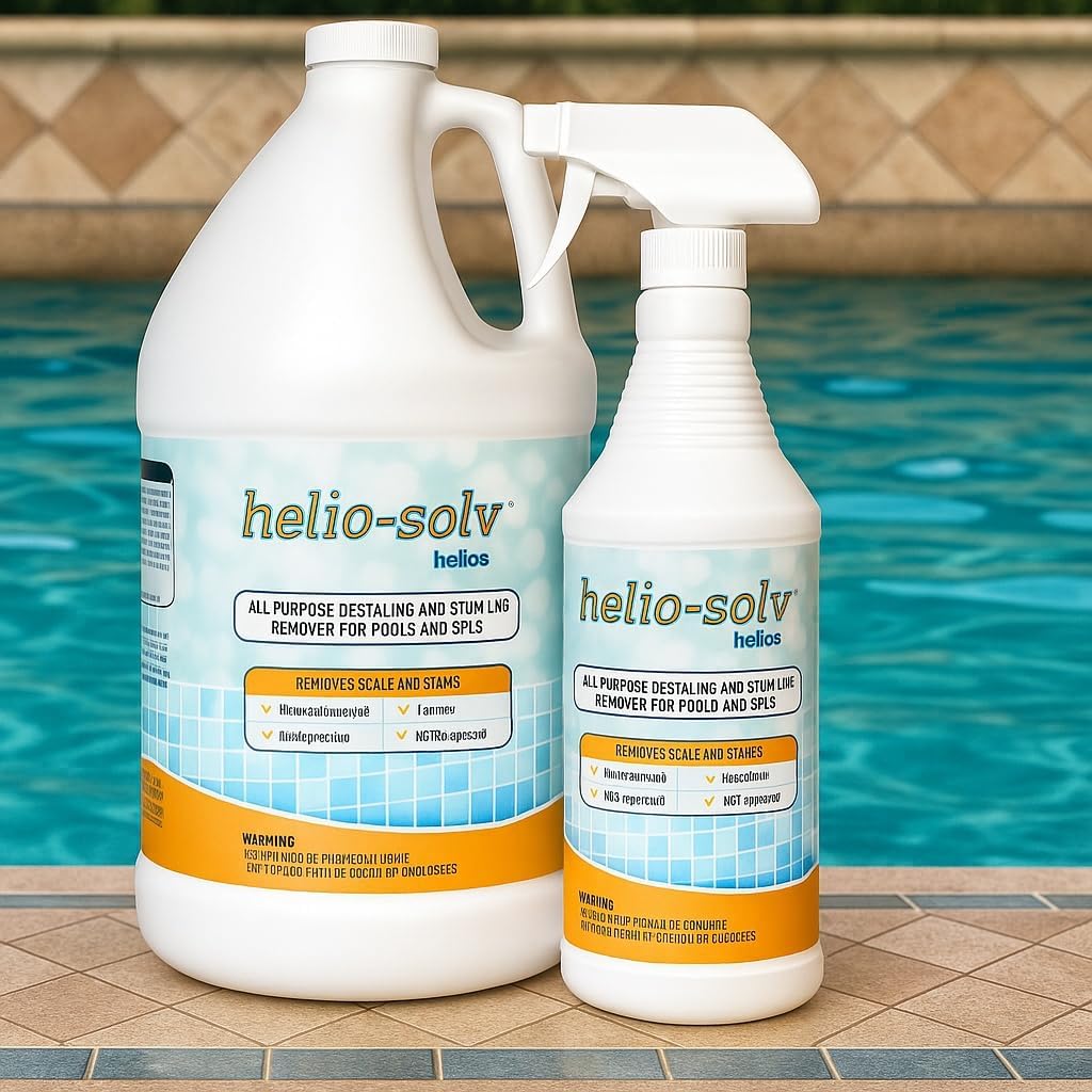 Helio‑Solv Professional Pool Tile Cleaner & Scale Remover – Removes Calcium, Lime, Rust & Mineral Deposits on Waterline