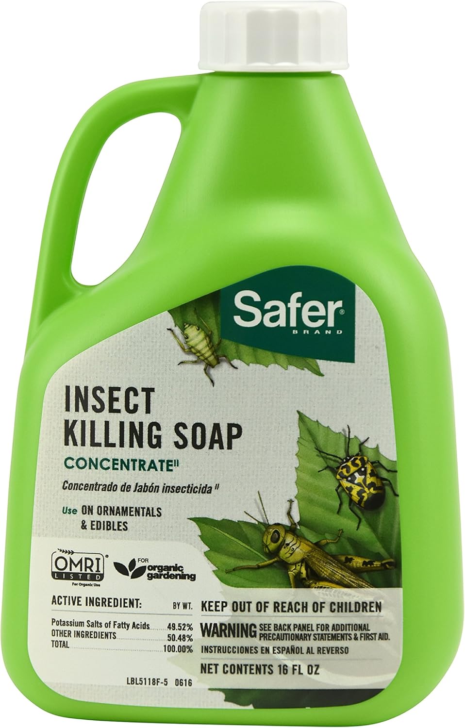 Safer 5118-6 Insect Killing Soap Concentrate - Insecticidal Soap for Plants - Kills Aphids, Whiteflies, Thrips, Spider Mites, and More - OMRI Listed for Organic Use - 6 Pack