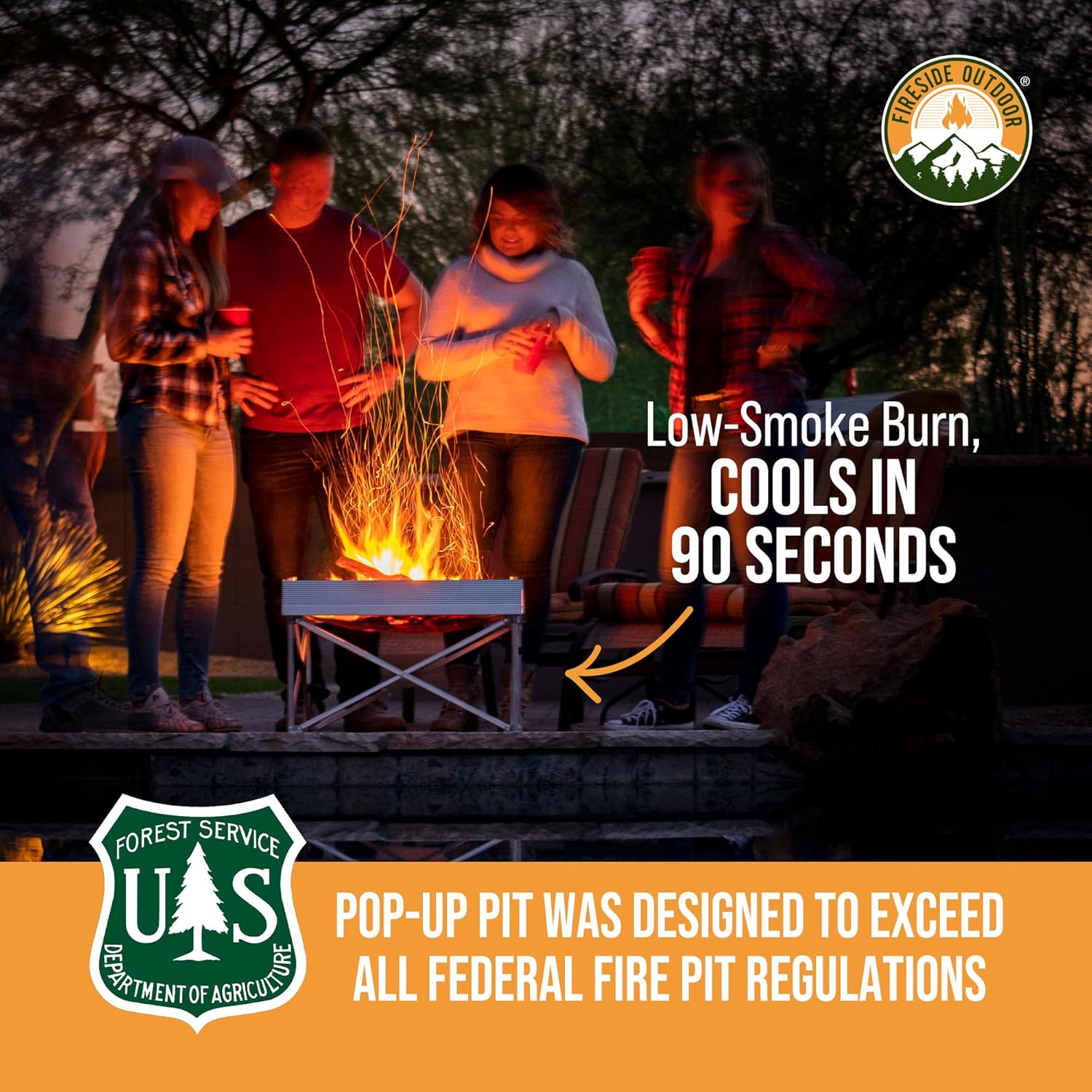 Fireside Outdoor Portable Fire Pit for Camping Fire Pit 24 Inch - Collapsible Pop Up Firepits for Outside, Portable Campfire Pits, Small Firepit for Outside, Weighs 7 lbs, Heat Shield NOT Included