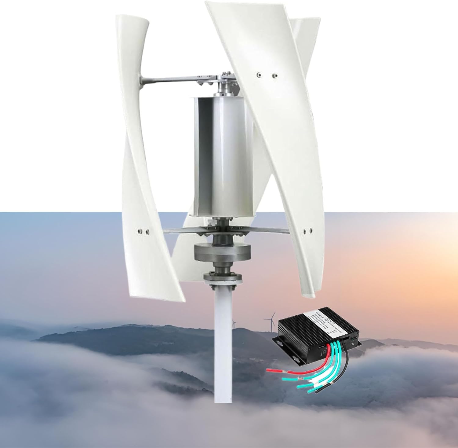 12v, 9000W Vertical Three-Phase Magnetic Levitation Wind Turbine Generator,12V 24V 48V 220V Low Noise Generator Wind Turbines W/Controller for Home, Outdoor Use