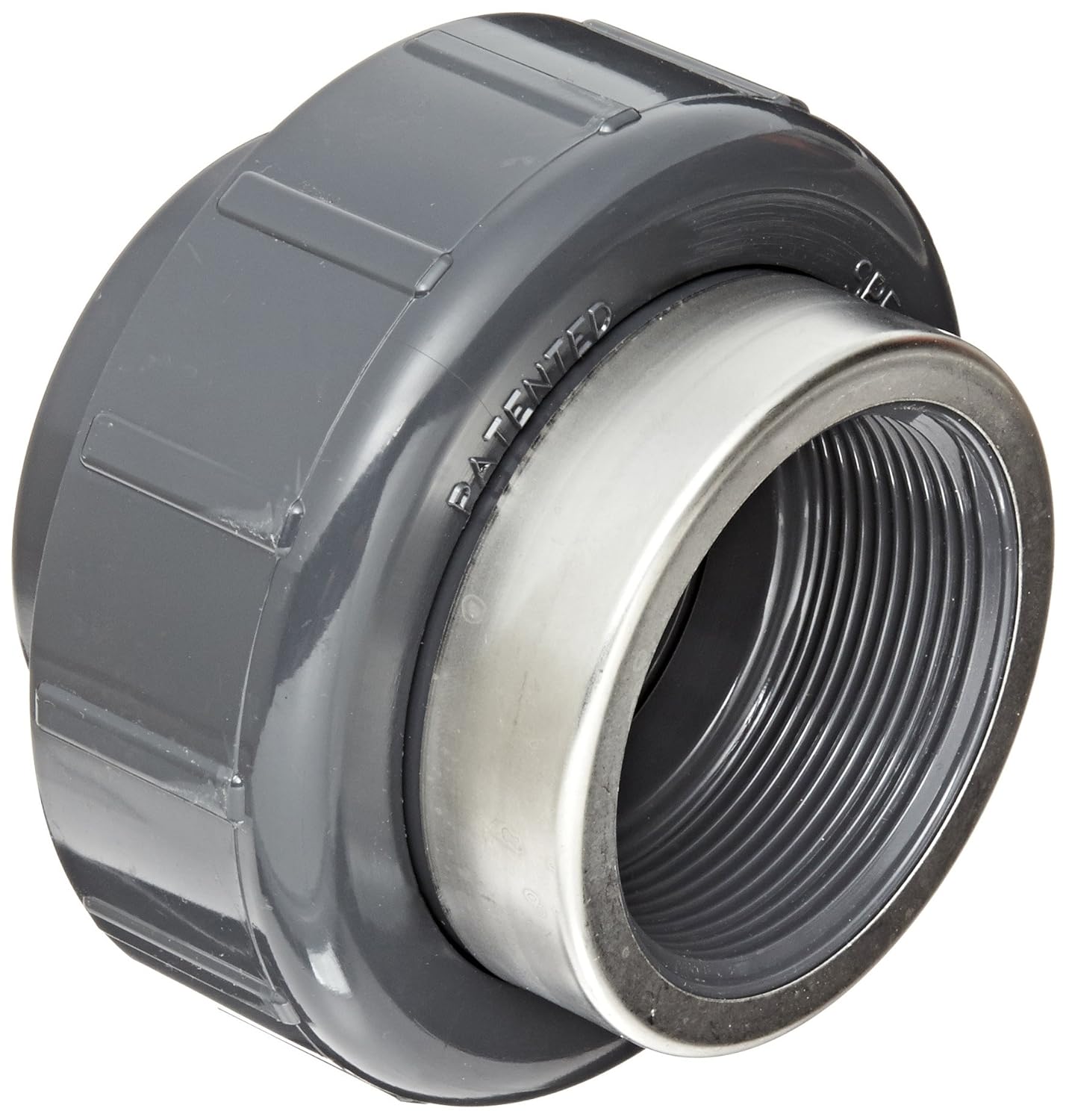 Spears 8059-SR Series PVC Pipe Fitting, Union with Viton O-Ring, Schedule 80, Gray, 1-1/2