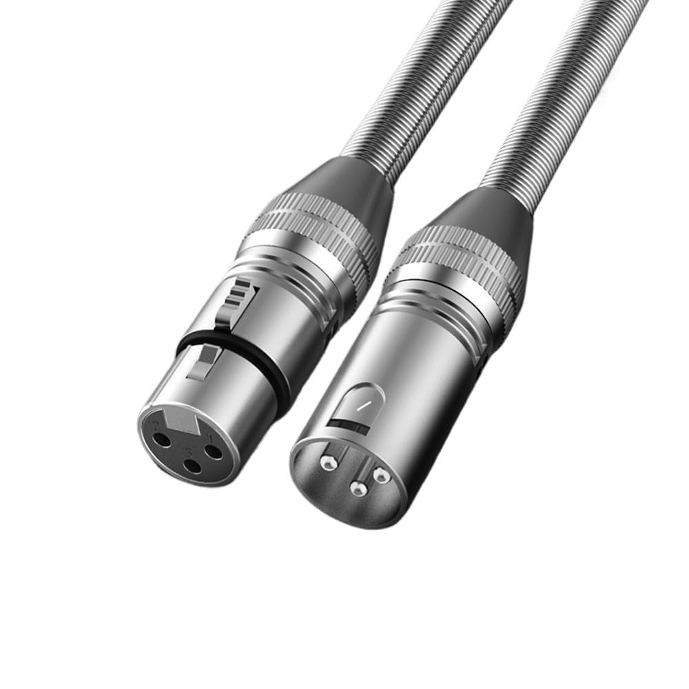 XLR Cable Male to Female M/F with Spring Protection for Microphone Amplifier Foil+Braided Shielded(Gold Fabric Braided,10m)