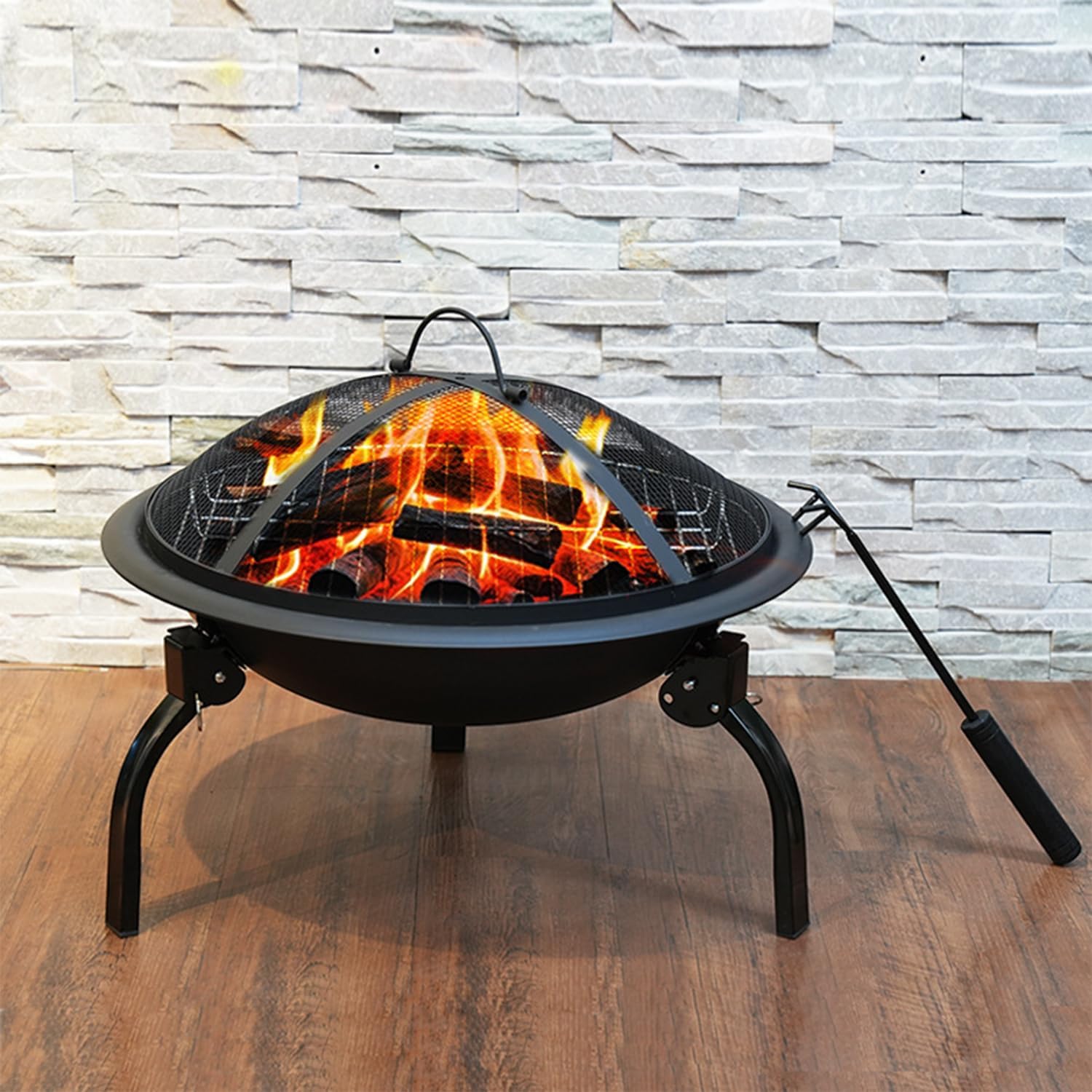 Portable Folding Outdoor Fire Pit & Wood-Burning Stove Perfect for Gardens, Family Gatherings, picnics, and Beach Bonfires—Enjoy Relaxed, Cozy Evenings. (Black, 21.5in)