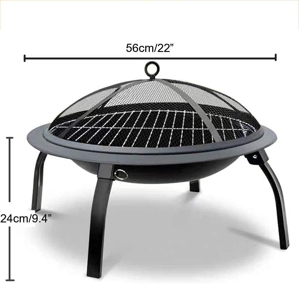 Garden Fire Pit Grill Bowl Grill Barbecue Rack Fire Pit, Wood Burning Firepit Portable Steel BBQ Grill,for Backyard, Camping, Picnic, Bonfire, Garden,Family Essential Multifunctional Stove