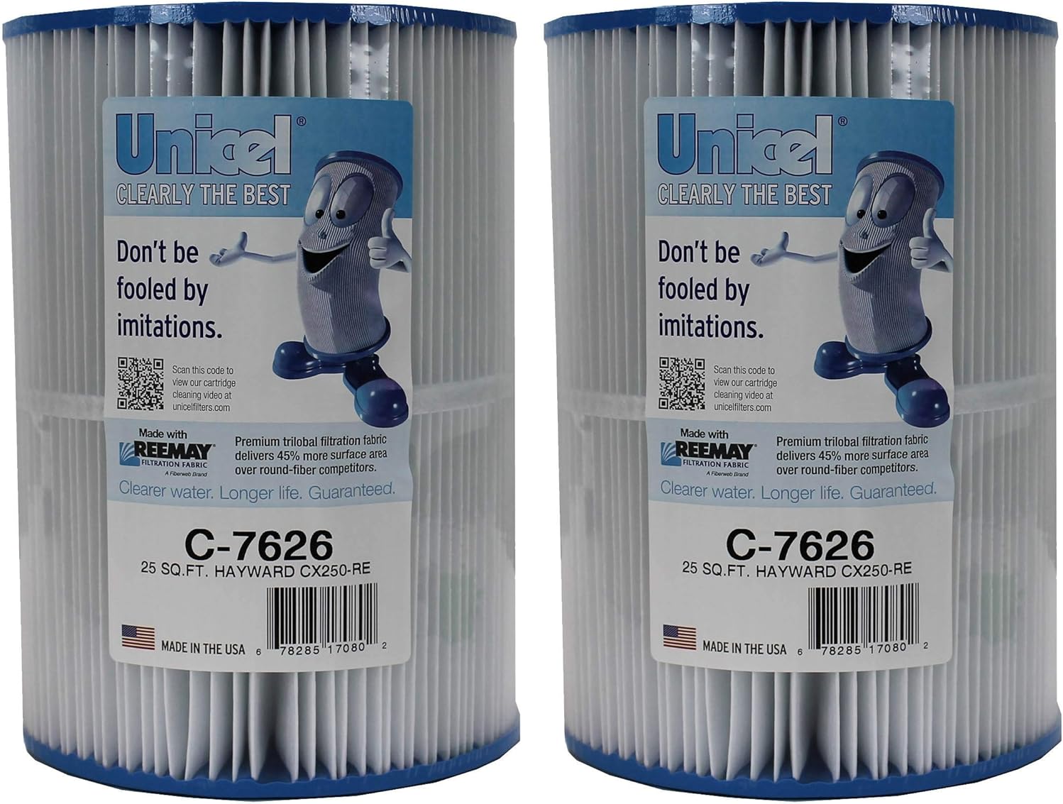 Unicel C-7626 25 Square Foot Media Replacement Pool Hot Tub Spa Filter Cartridge with 111 Pleats (2 Pack)
