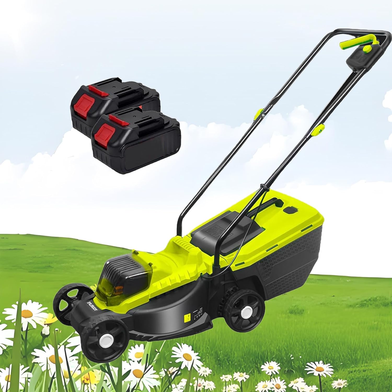Self-Propelled Lawn Mower Cordless with 13-inch Manganese Steel Blade, 40V Brushless Electric Lawn Mower with 3-Position Cutting Height Adjustment, 3400RPM Brushless Motor, for Farm,2 batteries