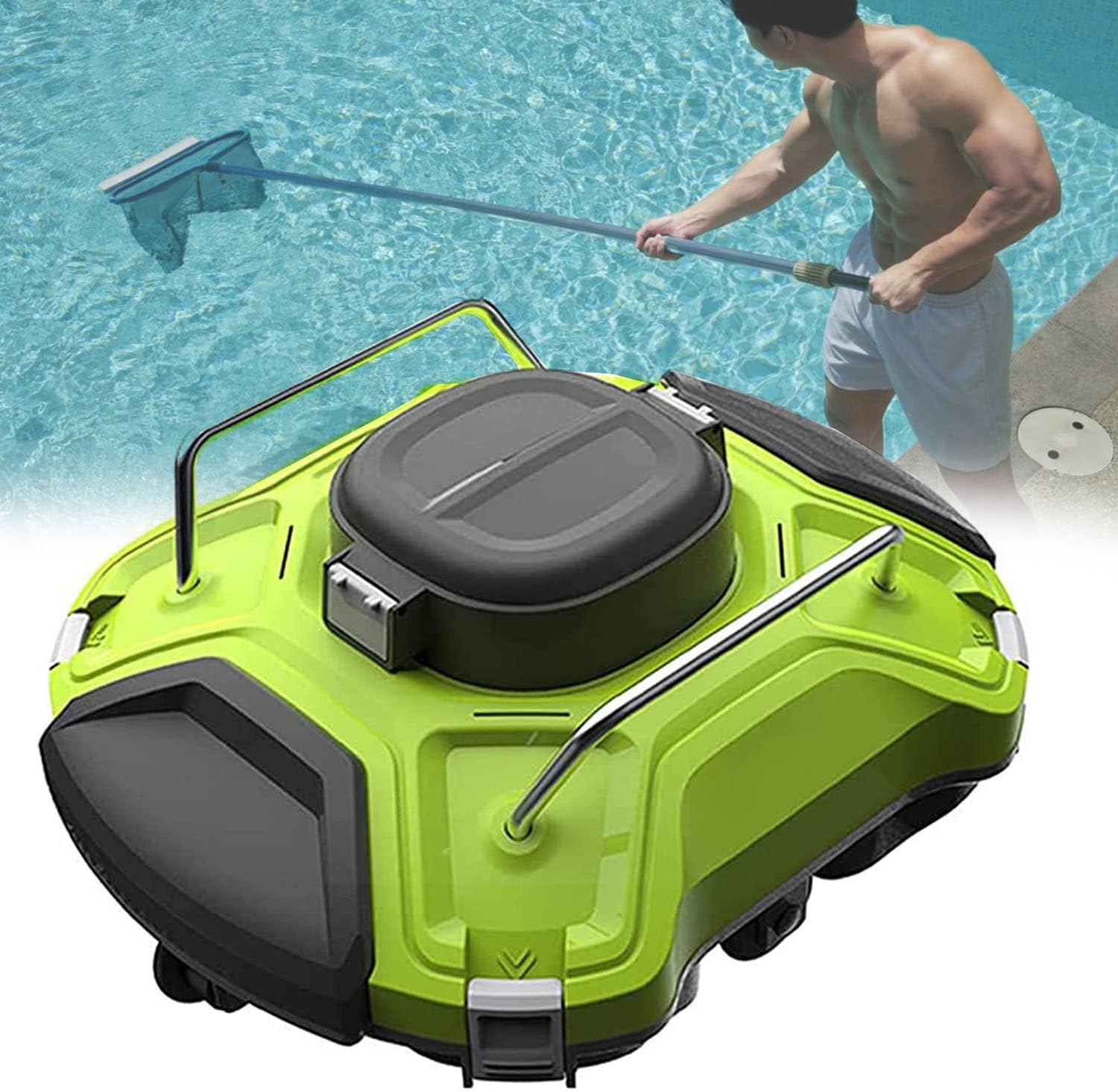 Cordless Robotic Pool Cleaner, 30W Cordless Automatic Pool Cleaner,Cordless Automatic Pool Cleaner, Automatic Vacuum Cleanerfor Above Ground Pool & Inground Swimming Pool