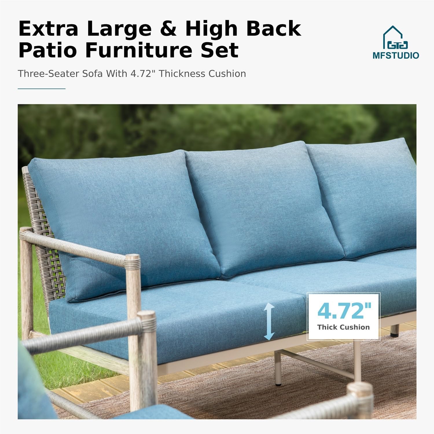 MFSTUDIO 4 Pieces Metal Patio Furniture Set with 56