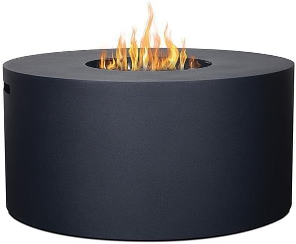 Covewood 41 Inch Round Aluminum Natural Gas Fire Pit Table in Black by Lakeview Outdoor Designs