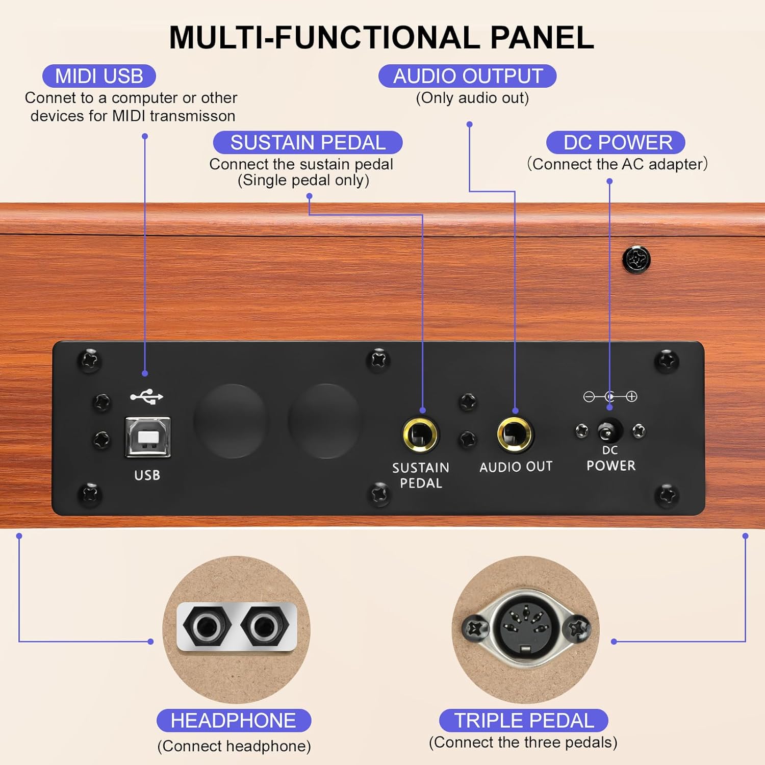 88 Key Weighted Digital Piano Keyboard - Wood Piano Desk to Vanity, Hammer Action Electric Piano with MIDI, Ideal Home Digital Pianos & Keyboard Piano for Beginners (Brown, VE86 with Cabinet Stand)