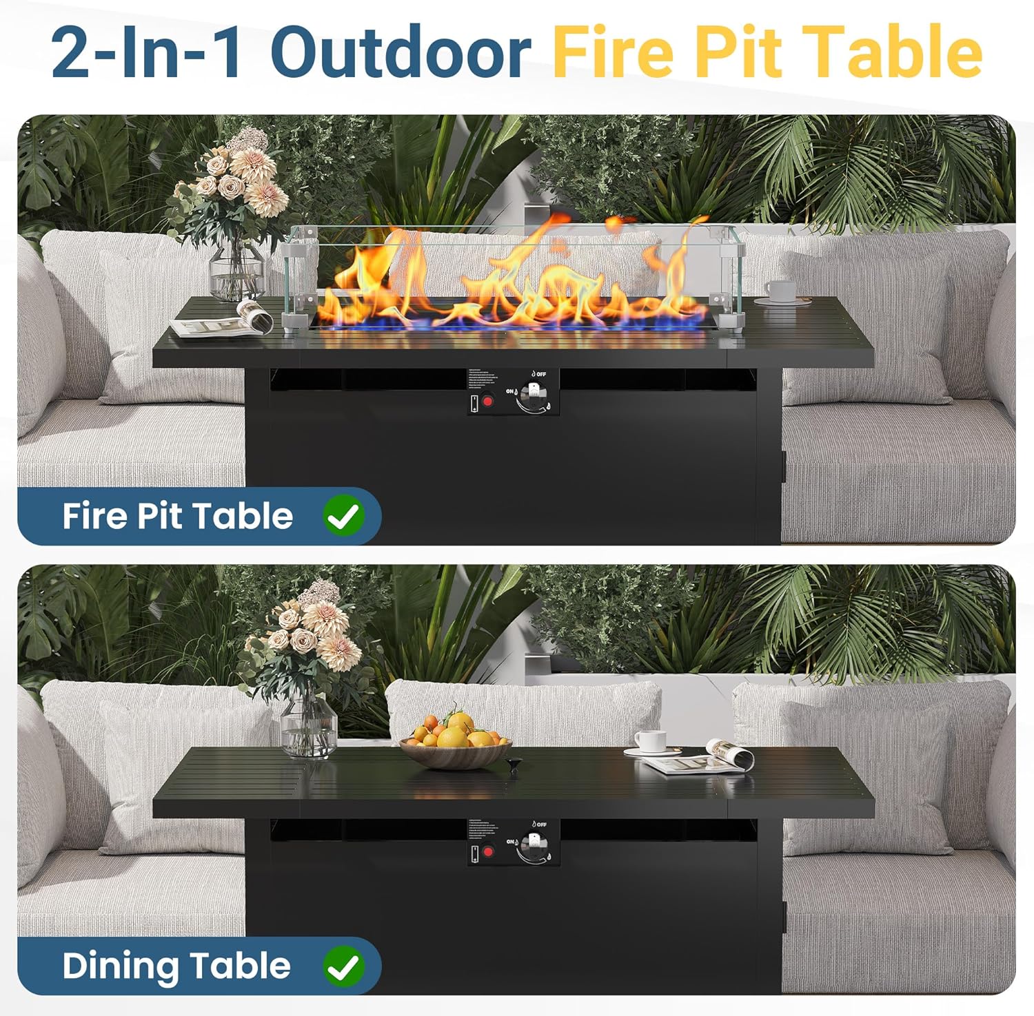 Wisteria Lane 43 Inch Propane Fire Pit Table, 50,000 BTU Gas Fire Pit for Outside, Outdoor Fire Pit with CSA Certification for Patio Deck Backyard Balcony Garden
