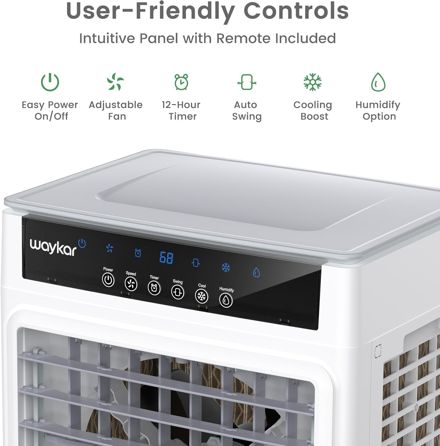 Waykar Swamp Cooler, 3500 CFM Evaporative Air Cooler with 6 Gals Water Tank, 950 Sq.Ft. Portable Air Conditioner with 4 Ice Pack, 120°/60°Oscillation, 3 Models for Garage, Yard, Commercial Use