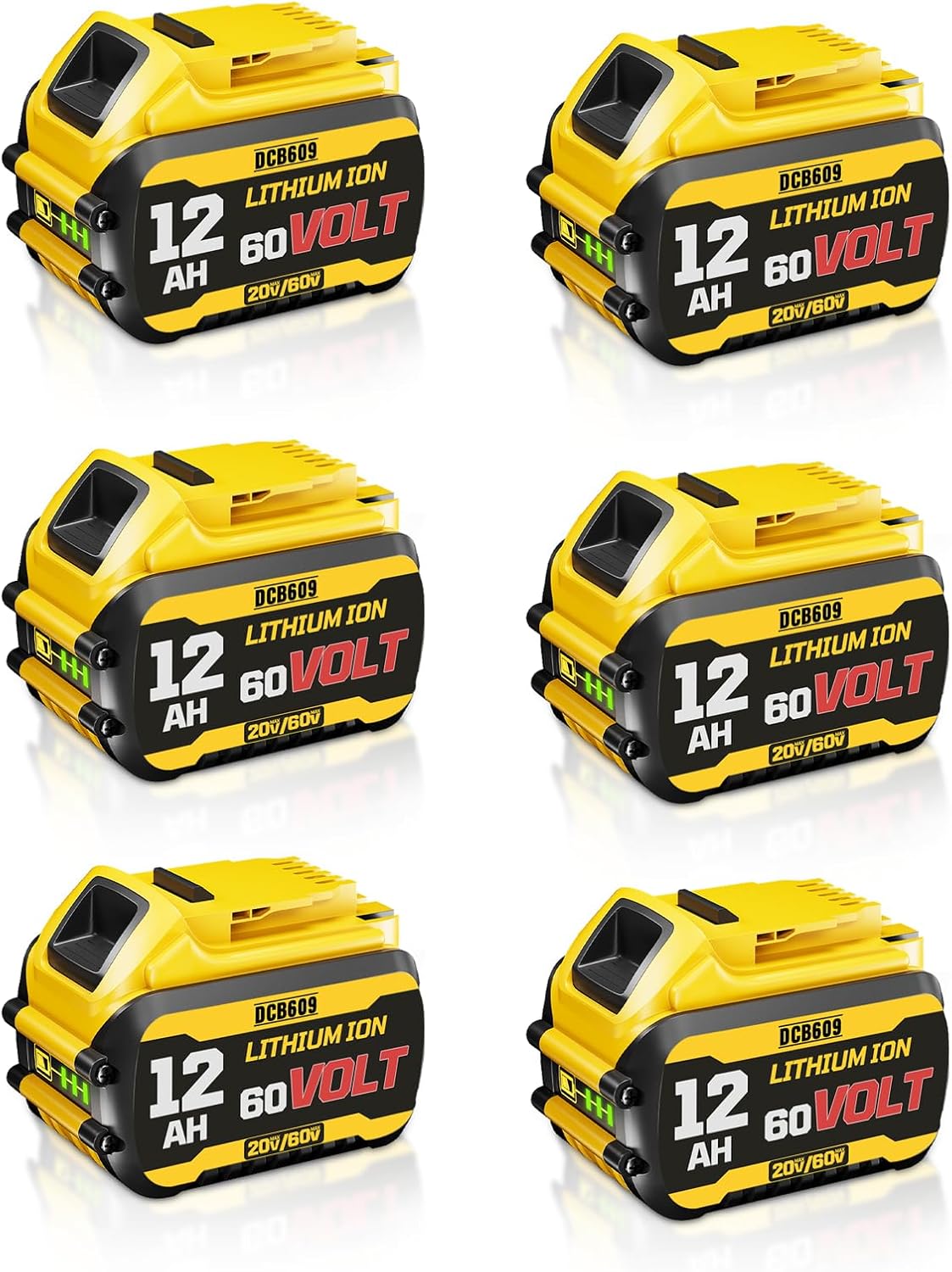 DCB606 12000mAh 6Packs Replacement for Dewalt 20V/60V Battery Compatible with Dewalt Battery DCB609 DCB612 DCB201 DCB200 DCB206 DCB207 Cordless Power Tools