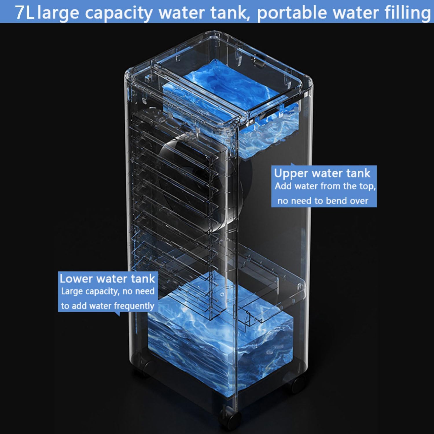 Portable Air Conditioner 7LTank Evaporative Air Cooler 4 in 1 Mobile Heater Cooling Fan Humidifier with 12H Timer 3 Speeds 120° Oscillating Air Coolers for Home Room Office No Hose Needed