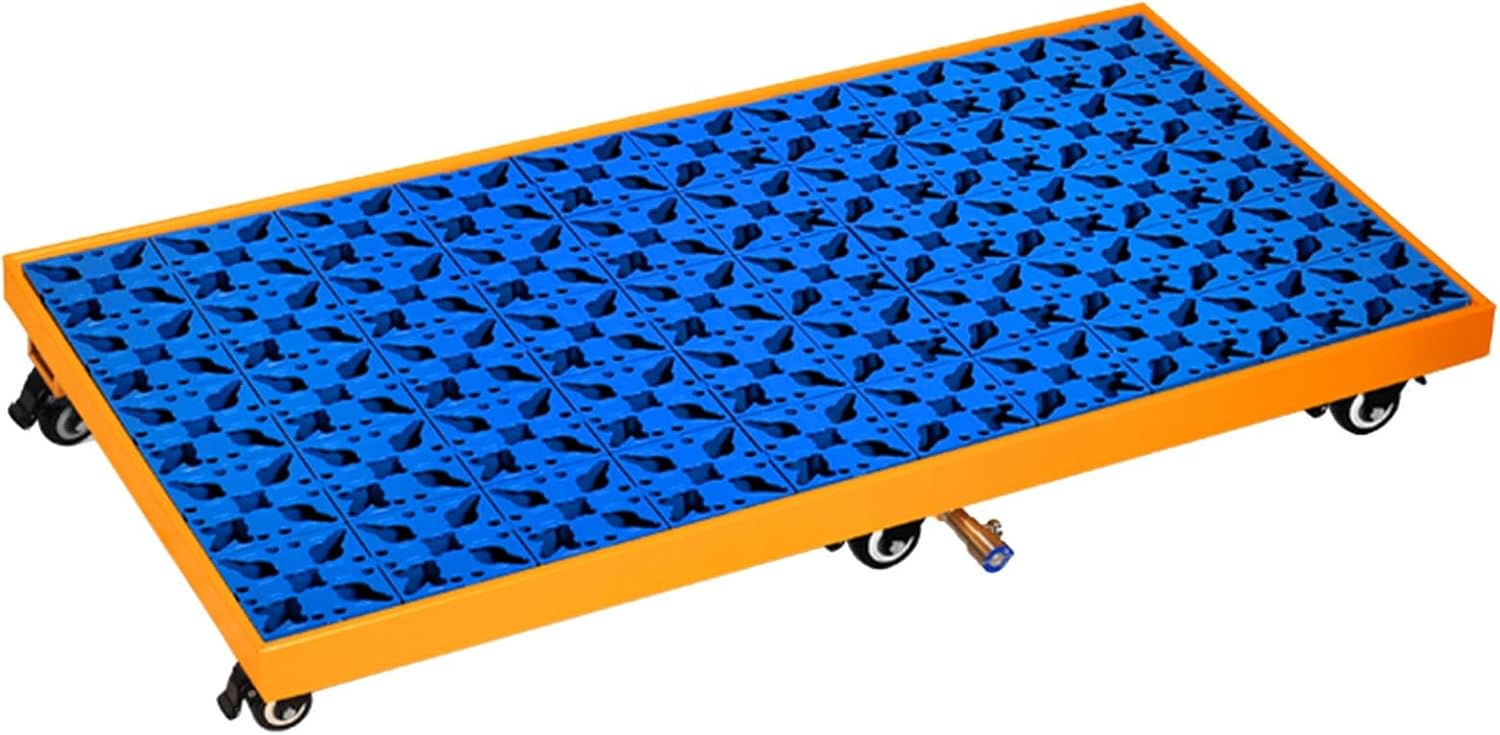 Spill Containment Platform,Industrial Spill Containment Pallet with Drain, Yellow Leakproof Tray On Wheels for Oil Drums & Washing Machines, 125X60Cm - Ideal for Warehous-Yellow-125x65x15CM