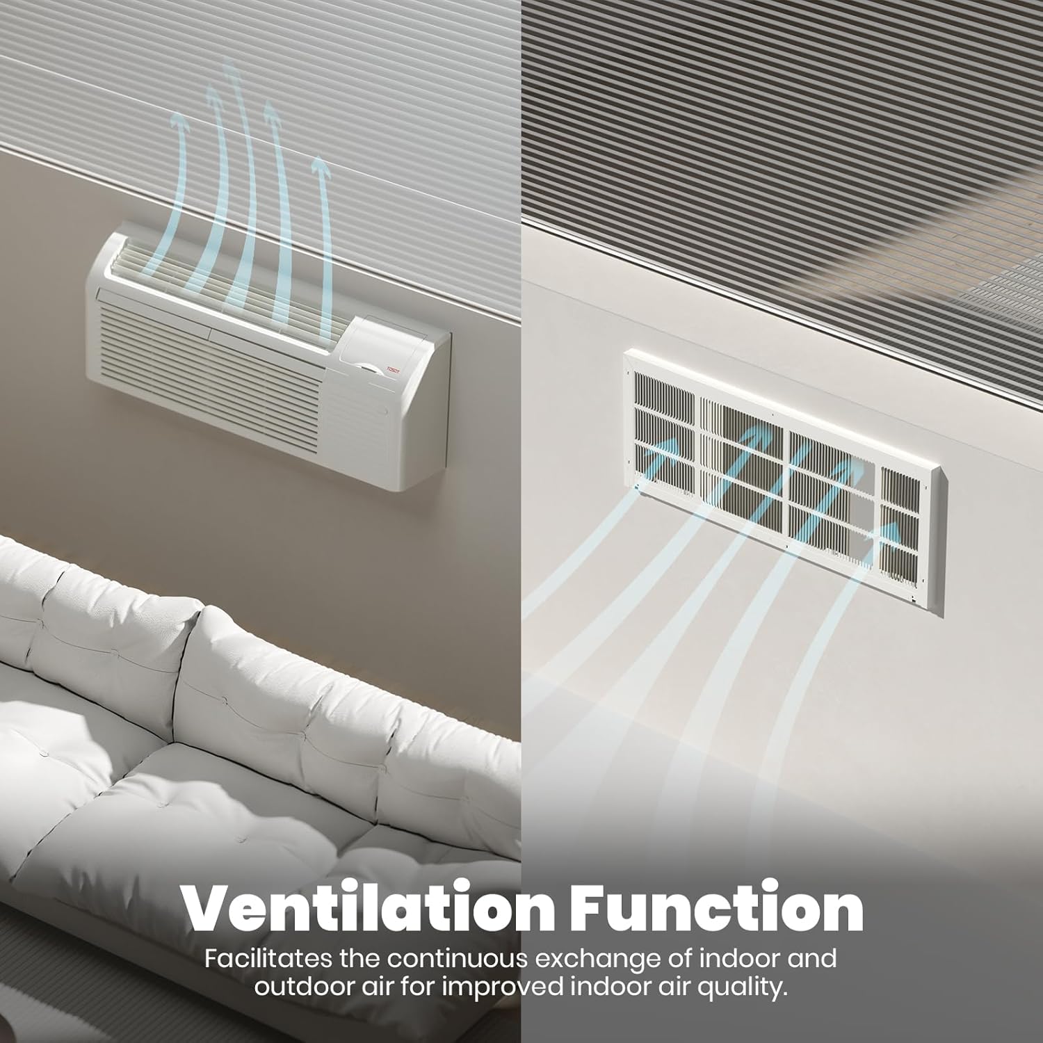 TOSOT 15,000 BTU PTAC Heating and Cooling, Inverter Packaged Terminal Air Conditioner with Heat Pump and 3.5 kW Electric Heater, Ventilation, Works in 20 to 115℉, 11.6 COP, R32 Refrigerant, 230V