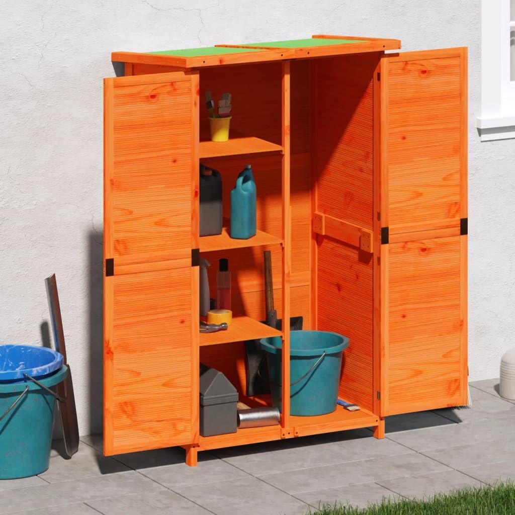 Gartengerätehaus Massivholz 83x83x160 cm Dachschräge wetterfest Regenrinne für Gartengeräte Poolzubehör Outdoor Storage Shed für Garten Terrasse Balkon