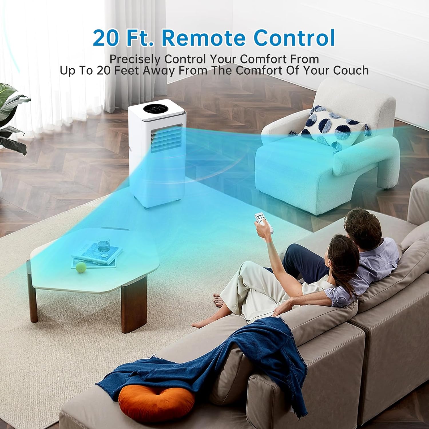 8000 BTU Portable Air Conditioner, 3 In 1 AC Unit Cooling Up to 350 Sq.Ft, Small Air Cooler, Dehumidifier and Fan, Indoor Air Conditione with Remote, Led Display, Mount Kit, White