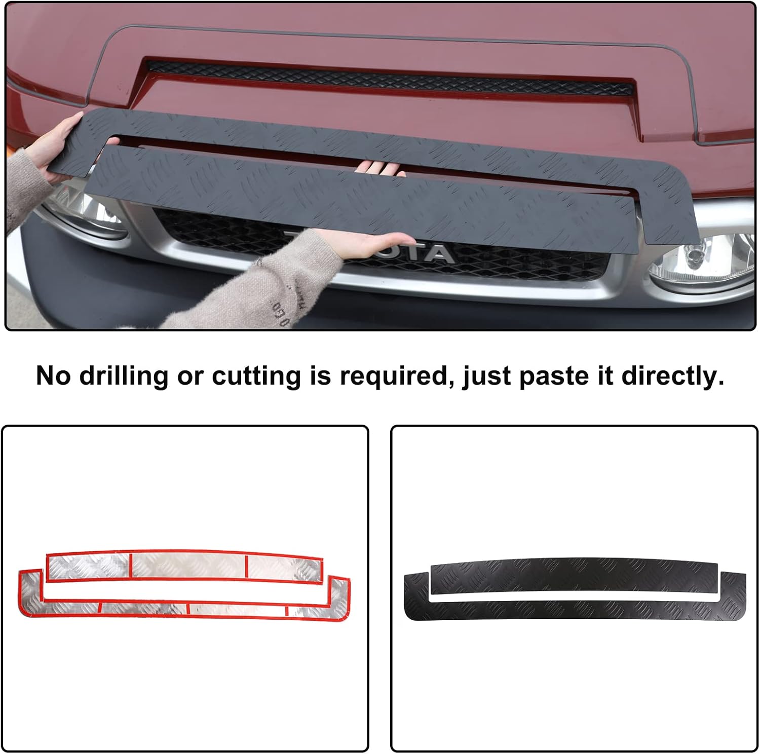 Car Hood Vent Trim Fit Toyot@ FJ Cruiser 2007-2021 Car Front Engine Hood Air Intake Grille Cover Hood Molding Anti-Scratch Hood Guard Hood Front Protect Panel Cover Hood Bezel Trim Sticker Accessories