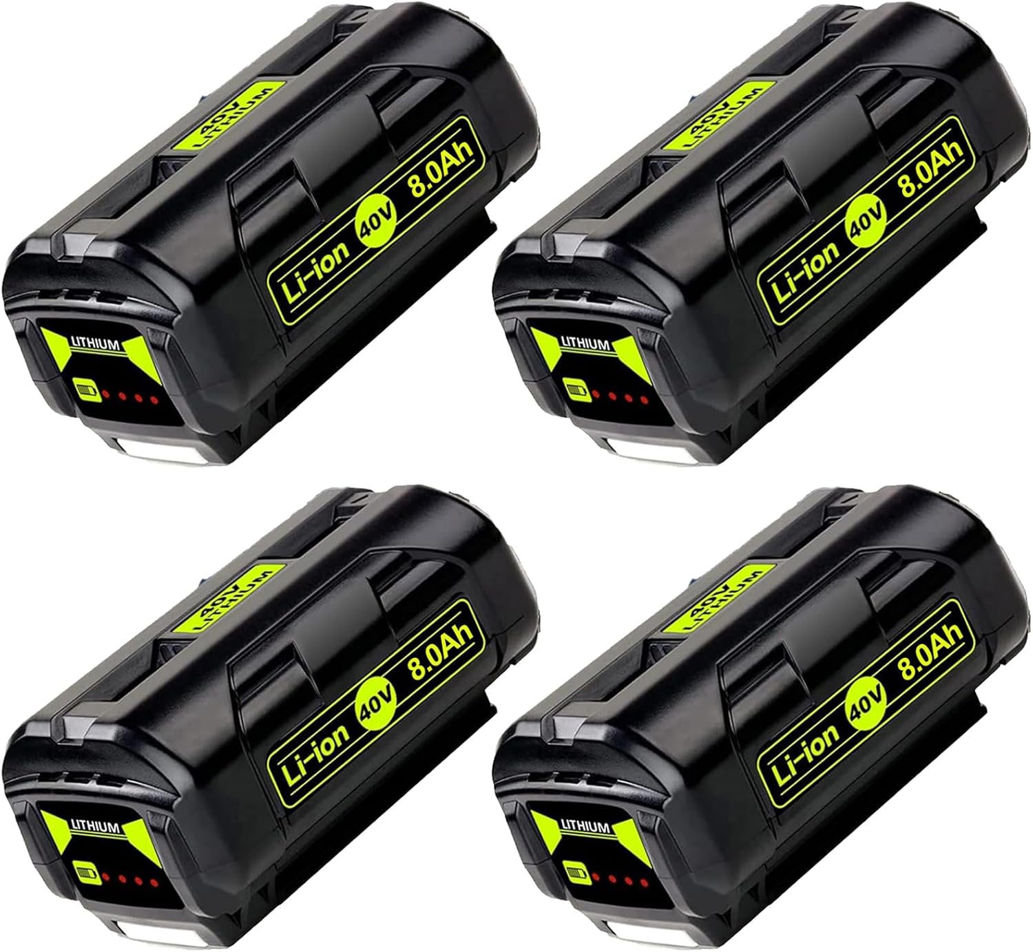 4Pcs 40V 8.0Ah Lithium Replacement for Ryobi 40v Battery, Compatible with OP4015 OP4026 OP40201 OP40261 OP4030 OP4040 OP40401 OP4050 OP40601 (4Pcs)