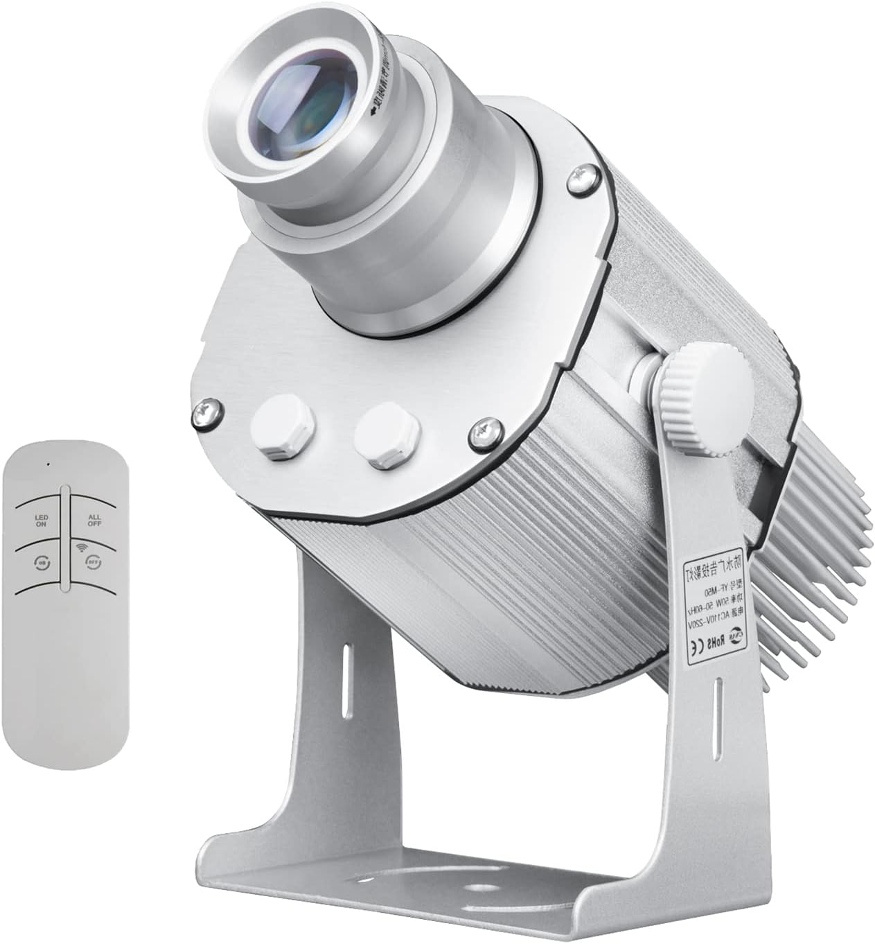 60W LED Logo GOBO Projector Advertising Logo Light Including Free Custom Glass GOBO to Project Image for Hotel Car Wash Company Restaurant Store Wedding Advertising Outdoor Use,Silver