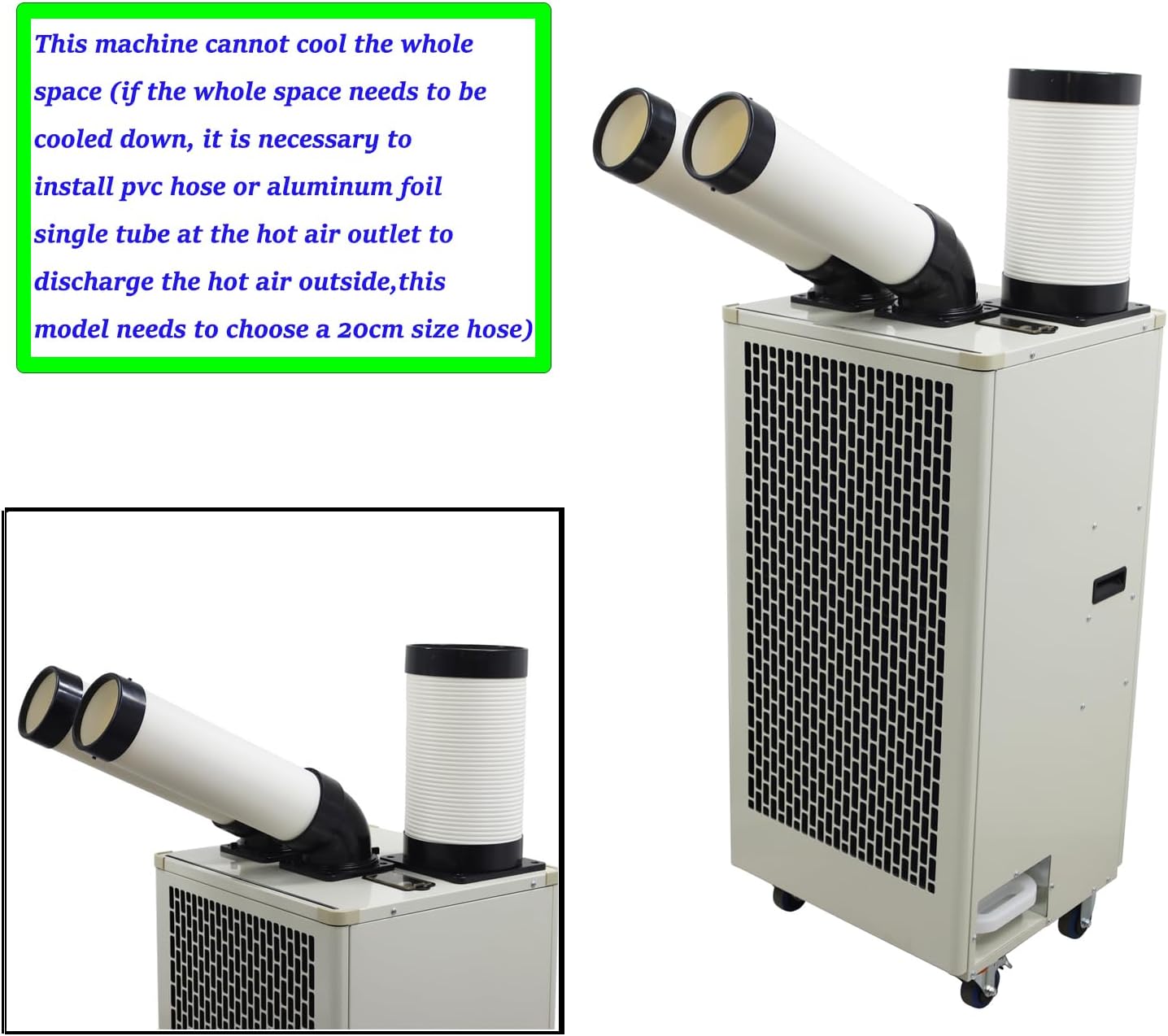 220V Industrial Air Conditioner 780m³/h Spot Cooler Commercial Portable Mobile Air Conditioner, 15400BTU/H 2100W