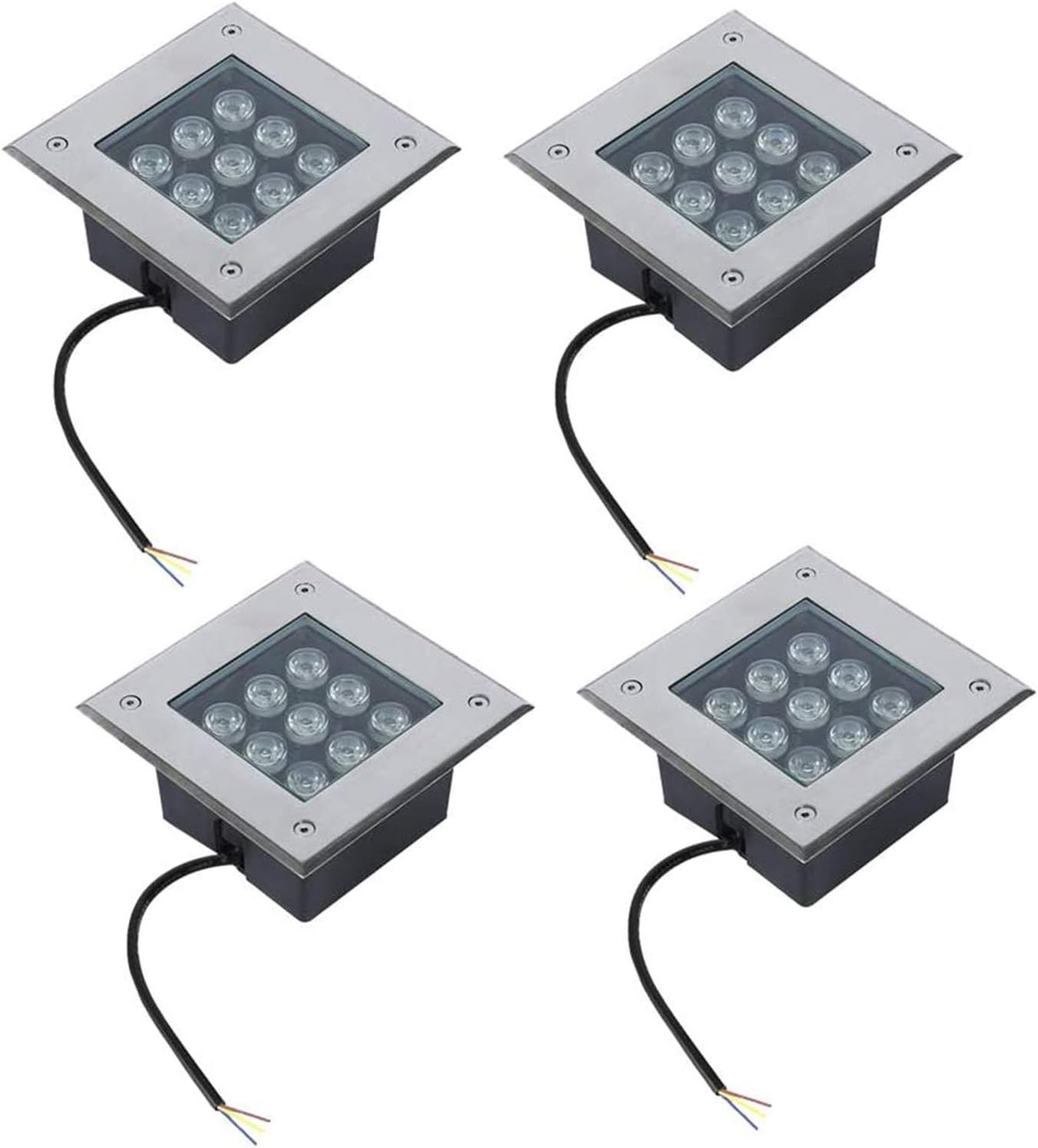 Buried Lights Square 9W LED Underground Path Light Outdoor Decorative Yard Garden Landscape In-ground Lights AC85-265V, IP67 Waterproof for Path Square(Blue,9W)