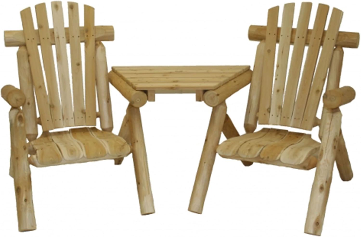 Lakeland Mills CFU329 Cedar Log Vista Tete Outdoor Chairs, Natural
