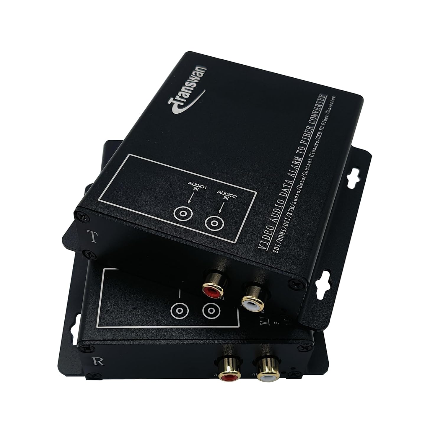 2 Ch RCA Audio Over Optic Fiber Extender with 1 x LC SFP Module, 20 Km Over SMF or 2km Over MMF, Supports 24 & 16-Bit Digitally Encoded Analog Audio