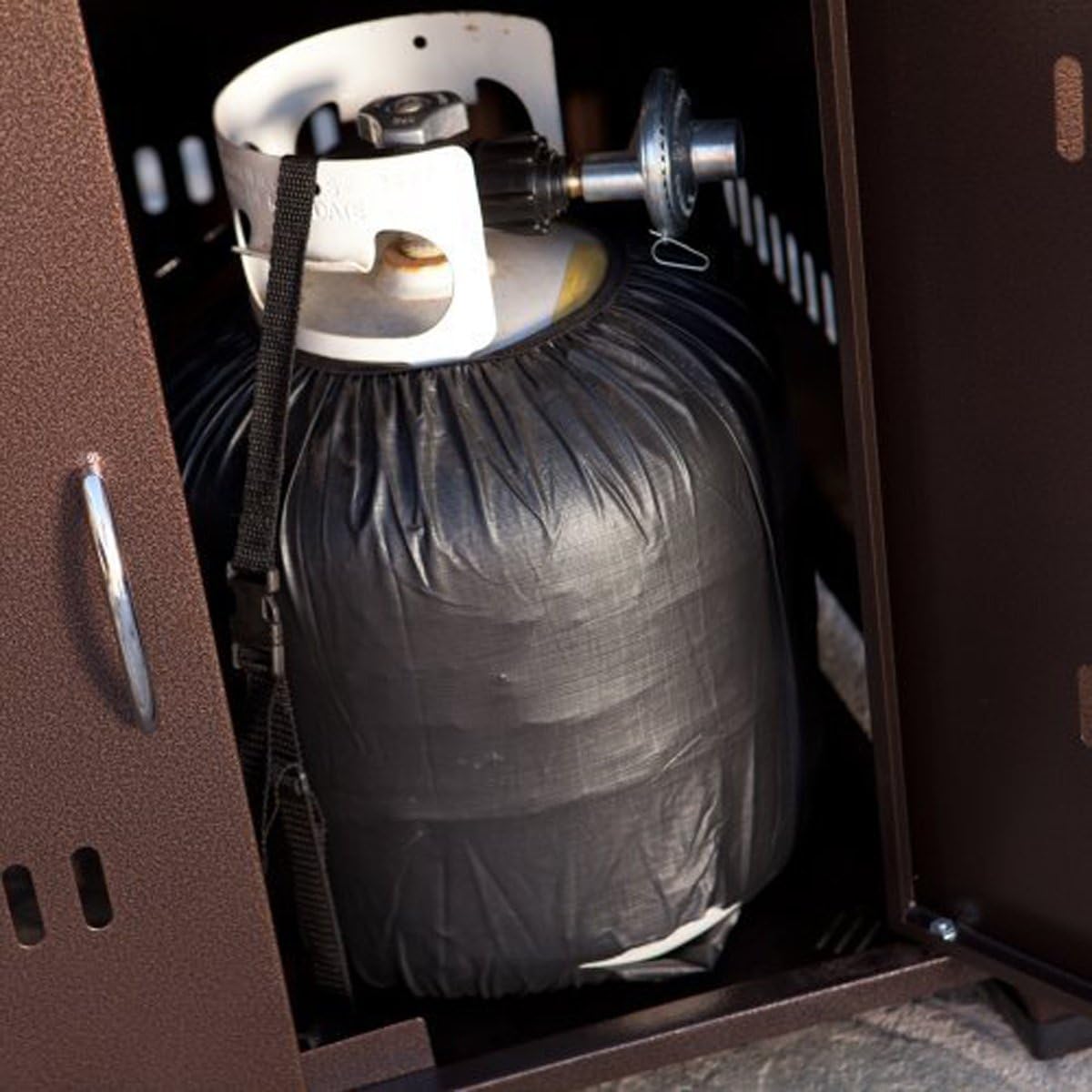 Hiland GSF-DGH Square ative Propane Fire Pit w/Lid, 40,000 BTU, Decorative Bronze