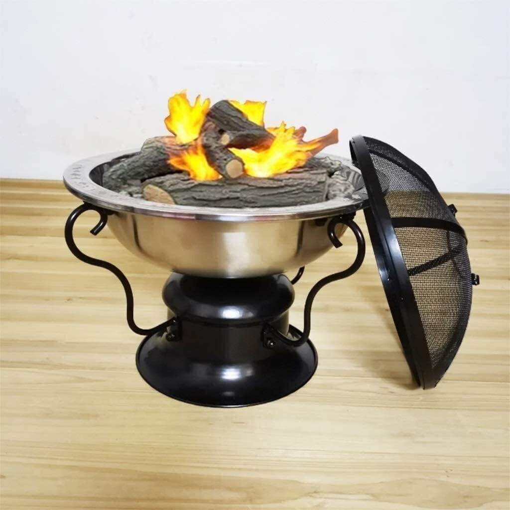 Fire Pits Outdoor Wood Burning Outdoor Fire Large Bonfire Wood Burning Patio Coal Grill Firepit for Outside Grill Charcoal Smokeless Grill with Spark Screen with Cover BBQ Cooking for Outside Camping