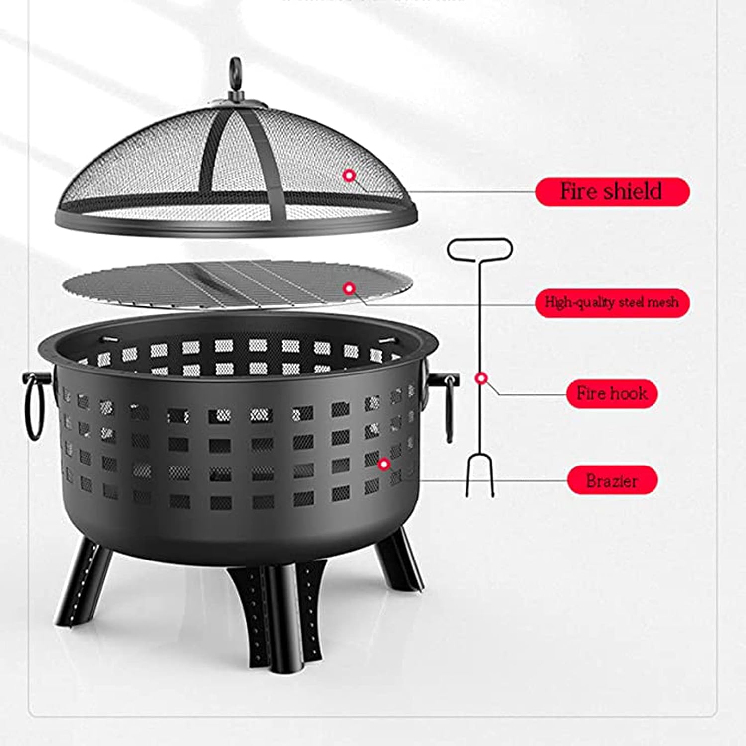 Fire Pit Firebowl Fire Pit Outdoor Heaters Backyard Patio Garden Fireplace with Grill Grate 2 in 1 Fireplace