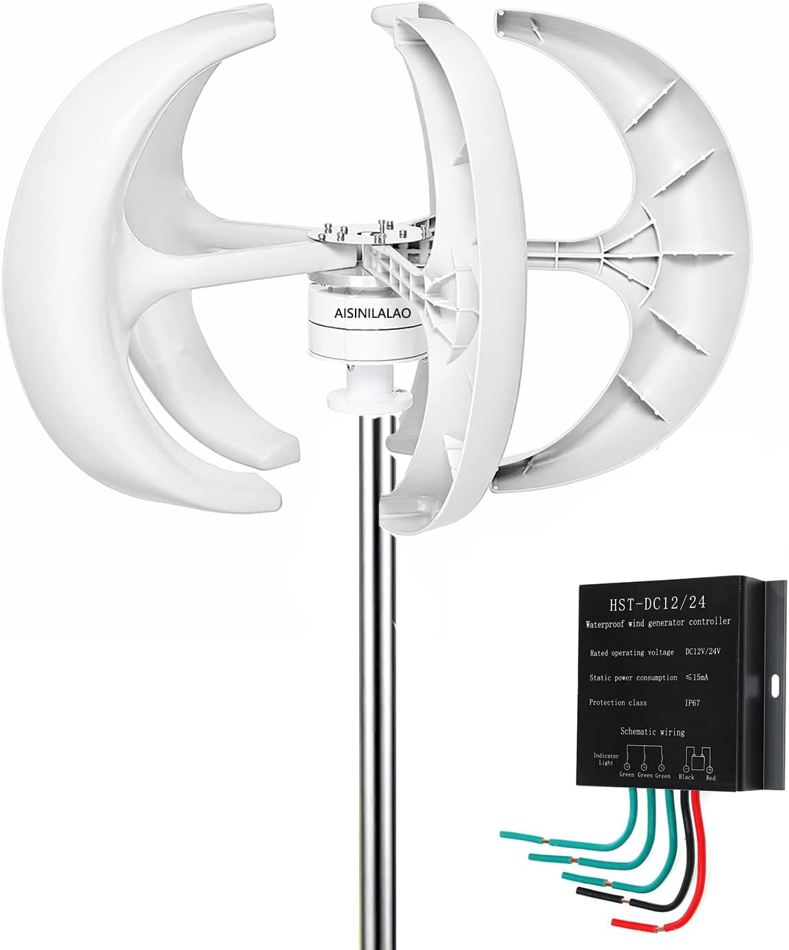 3000W Vertical Wind Turbine Generator Kit, 220V-12V Portable Wind Turbine Generator Kit with 3 Blade/Controller Suitable for Wind/Solar Power Generation Systems,48v