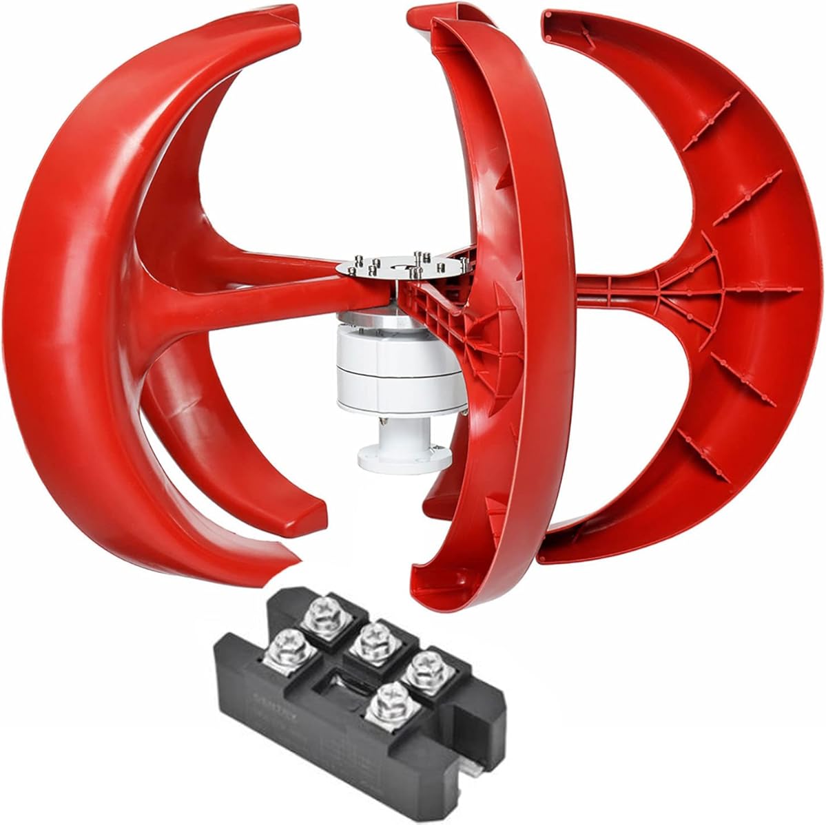 WANGGANG Solar Generator Wind Turbine Kit,8000W with 5 Blades Speed Start Wind Power Generator with Charge Controller Turbine Generator Kit for Marine Home Windmill (Red)