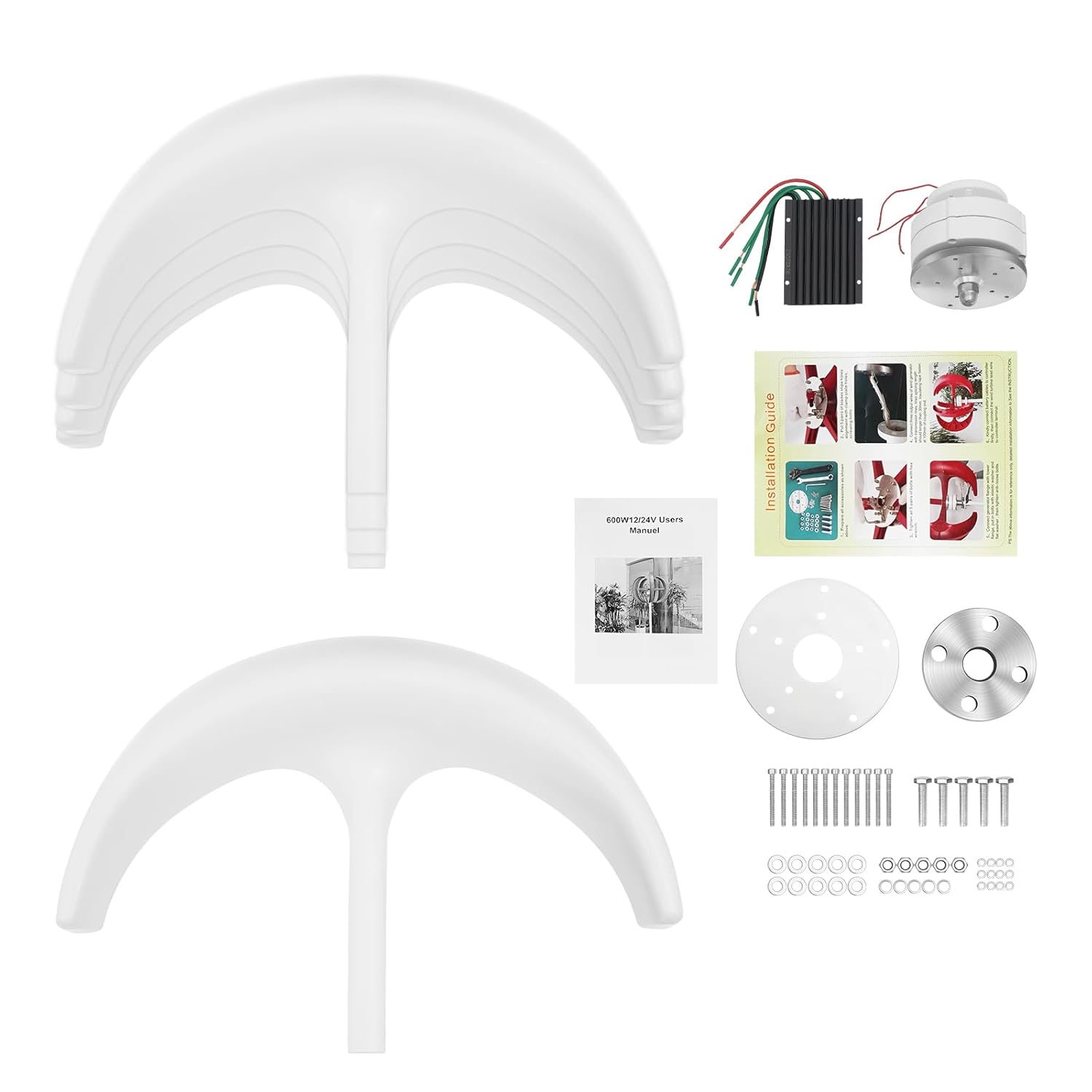 600W Wind Turbine Generator with 5 Blades - Lantern Shape, 6.56ft/s Start-up Speed, for Home, Boat & Solar Wind Hybrid Systems