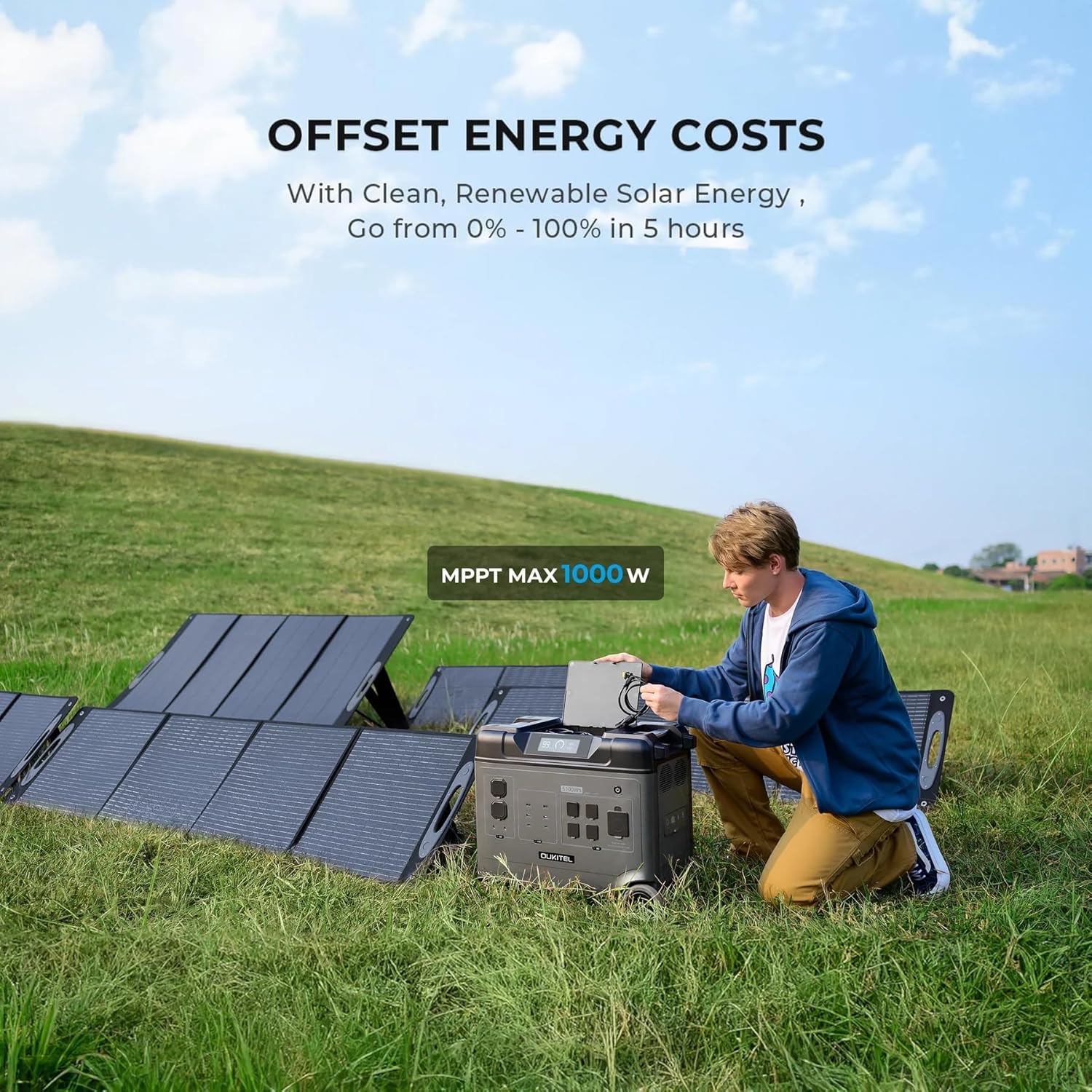 OUKITEL (2025 New)Portable Power Station P5000 Pro With 2 * 500W Solar Panel, 5x3600W AC Output (6000W Surge),5120Wh Large Capacity Solar Generator,1000W MPPT Solar for Emergency, Home Backup, Camping