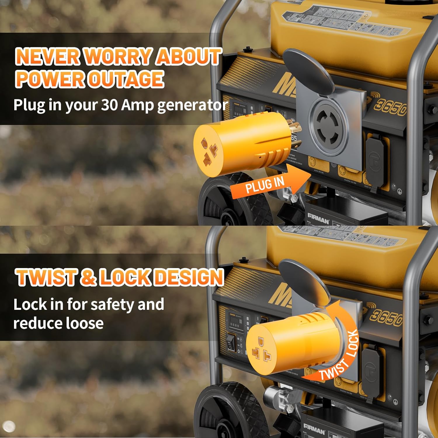 MECMO 30 Amp to 20 Amp 240V 4 Prong Twist Lock Generator Distribution Adapter NEMA L14-30P to 5-15/20R or 6-15/20R, NEMA L14-30P to Four 5-20R/ 5-15R & L14-30R Generator Adapter Extension Cord